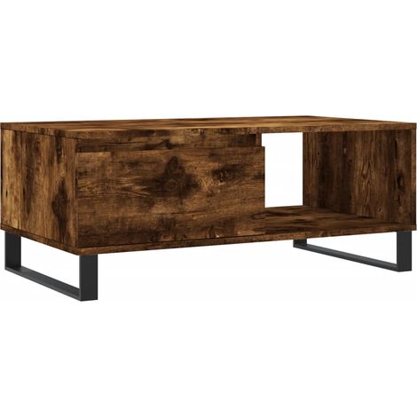 Tavolino con cassetto, design moderno e contemporaneo, 90 x 50 x 36,5 cm, legno ingegnerizzato marrone e metallo DEC038527