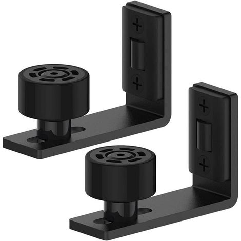 2-Piece Adjustable Floor/Wall/Door Bottom Guide for Sliding Wooden Doors, Black