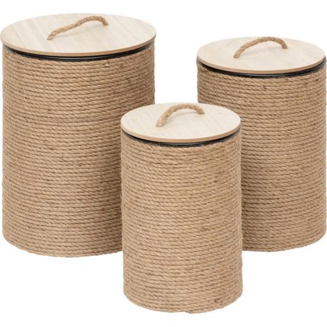 Lot de 3 Paniers Ronds "Bill" 48cm Naturel (1/5)
