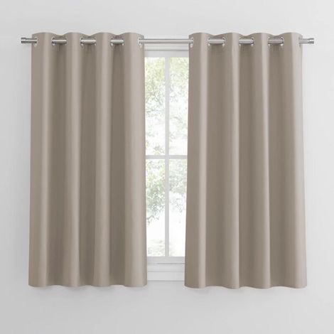 Rideaux Occultants - Rideaux Thermiques Unis à Oeillets - Lumineux et Occultants - Décoration pour Chambre, Maison, Cuisine - 132x160cm Blanc Cassé - 2 Pièces