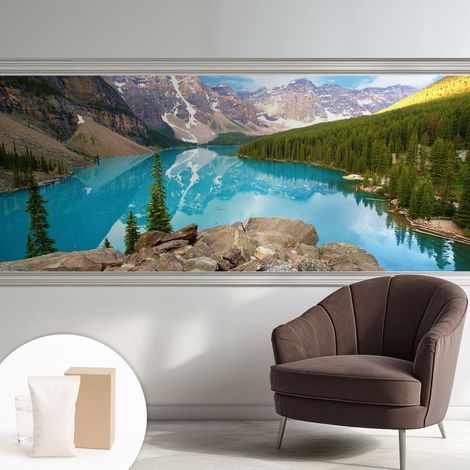 Carta Da Parati Non Tessuto - Con Colla Gratuita - Con Motivi Moderni - Design Elegante Per Pareti Lago Blu 250x104 cm (1/5)