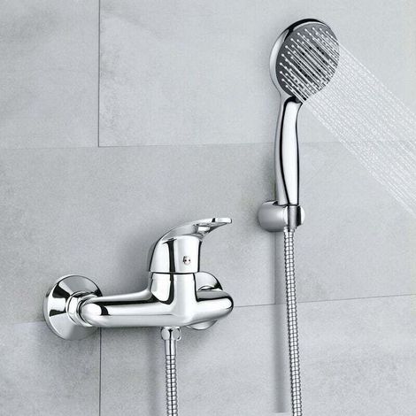 Chrome Shower Mixer with 3 Jet Modes Hand Shower with 1.5m Flexible Hose and Fixed Shower Bracket – DBWF02FA (1/4)