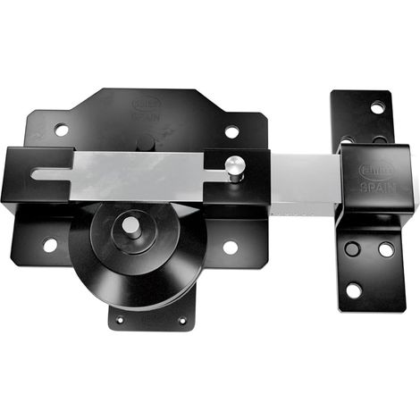 Verrou de sécurité à cylindre rond - Haute résistance à l'extraction - 5 clés incluses - 88 x 153 mm - Serrure en applique - Acier - Cylindre de 50 mm - Noir (1/5)