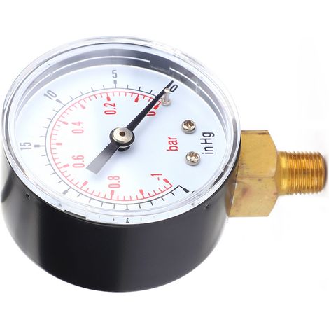 Manomètre à vide -1,0 bar (-30,0 inHg) - Raccord inférieur 50 mm 1/8 BSPT pour air, eau, huile (1/5)