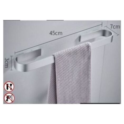 Porte-serviettes argenté, sans perçage, 45 cm, porte-serviettes de salle de bain haut de gamme, porte-serviettes mural autocollant, accessoires de salle de bain, pour salle de bain, cuisine (1/5)
