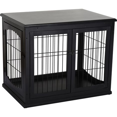 Caisse transport chien MDF fer noire 58,5x81x66 cm