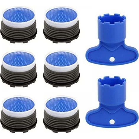 6pcs, Mousseur M18.5,Embout Cuisine Salle de Bain, Aerateur de Robinet d'evier Plastique pour Économiseur l'eau avec 2 Clé (1/4)