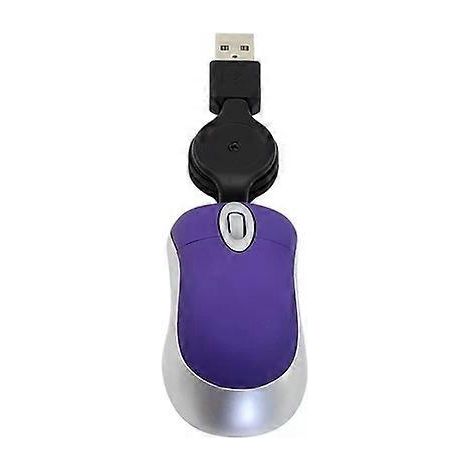 Souris optique mini rétractable USB pour ordinateur - 1600 DPI, ergonomique, portable, violette (1/5)