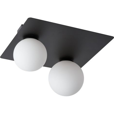 Plafonnier carré noir 2 globes verre Sigma Argon G9 (1/3)