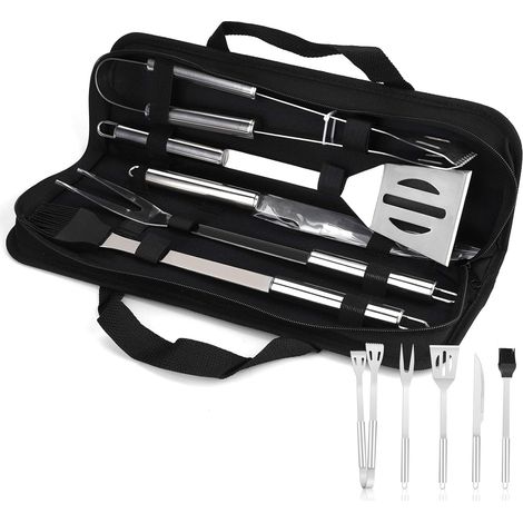6Pcs Ustensile de barbecue ,Kit Barbecue Outil de Barbecue en Acier Inoxydable, Accessoire Barbecue, Ustensiles pour Barbecue, Accessoires Barbecue pour Jardin, Extérieur