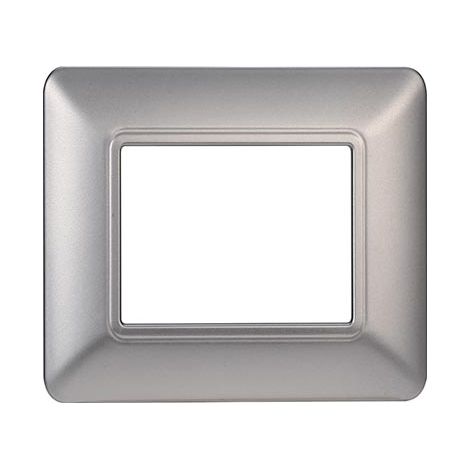 Plaque compatibles Bticino Matix 2 modules plastique couleur argent