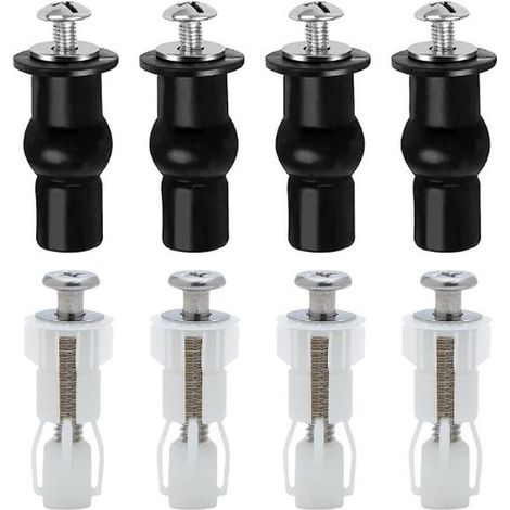 8-teiliges Universal-Scharnierset für WC-Sitze – Montage-Set für WC-Sitze – Edelstahl – Schwarz, Weiß – WC-Sitzteile – 44 x 18 mm (1/5)