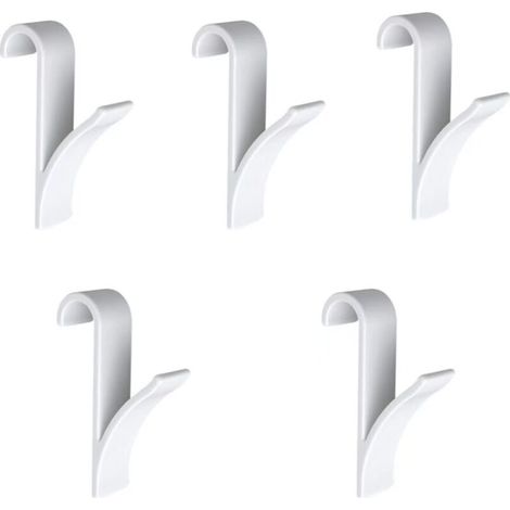 Crochet porte-serviettes en plastique blanc crochet de placard salle de bain (5 pièces) (1/5)