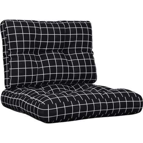 Maison Exclusive - Palettenkissen 2-tlg. Schwarz Karomuster Stoff