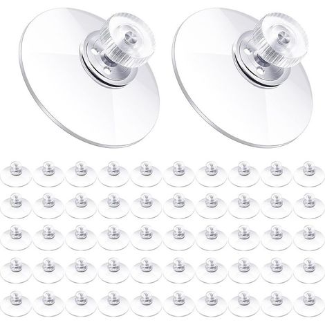 Lot de 50 ventouses adhésives. Ventouses en PVC transparent de 40 mm, pour fenêtres, voitures, vitres, salles de bain, murs et portes. (1/5)