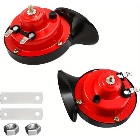2 pièces Klaxons de train ultra-louds 130DB, Kit de remplacement de klaxons à air 12V, Klaxon double électrique à disque pour voiture, Accessoires automobiles universels pour voiture, moto, camion, vé (1/4)