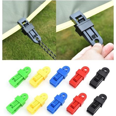 Clip de Tente Multifonctionnel Pinces de Tente en Plastique Clip de Bâche pour l'extérieur Camping Activités et Randonnée 12 Pièces (Multicolore)-LIAIKI (1/5)