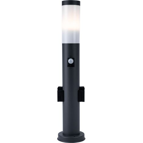 Globo – Lampadaire d'extérieur détecteur de mouvement IP44 – Acier inoxydable anthracite – 60 cm – 2 prises E27 – Portée 8 m – 3158AKS