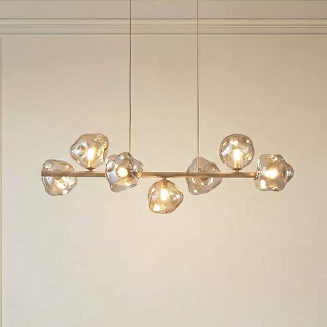 [GEBRAUCHT] B-Ware Hängeleuchte Lava 7-flammig LED Pendelleuchte dimmbar sand cognac 90x33cm (1/2)