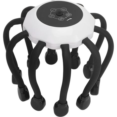 Grattoir électrique pour cuir chevelu à griffes, sans fil et portable, rouge, 10 points de contact vibrants, 5 modes de massage, masseur de tête noir (1/5)