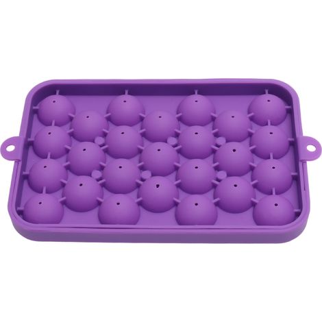 Moule à Glaçons Silicone 25 Boules - Bac à Glaçons Sphériques Mini avec Couvercle Violet, Démoulage Facile (1/5)