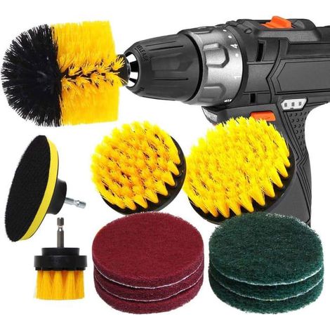 12-teiliges Reinigungsbürsten-Set für Bohrmaschinen, geeignet für Autobohrmaschinen, Felgen, Fliesen, Teppiche, Badewannen und Küchen.