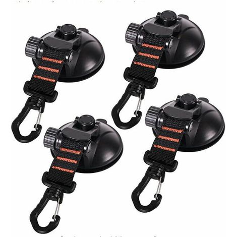 royaluxe - Lot de 4 ventouses d'ancrage solides pour voiture avec crochet de fixation pour auvent latéral de voiture, bateau, camping, bâche, tentes, bagages, bâches (1/5)