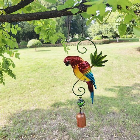 Cloche À Vent Perroquet - En Fer Et Verre - Décoration Extérieure Jardin Balcon Terrasse - Pour Noël Et Intérieur - 1 Pièce (1/5)