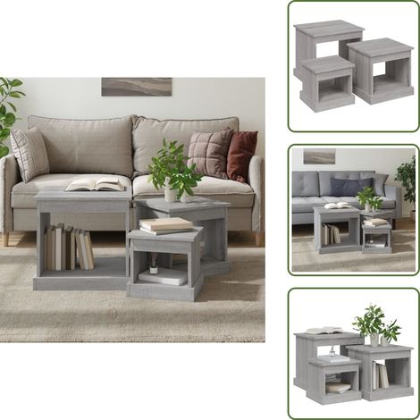 Tables basses 3 pcs sonoma gris bois d'ingénierie - Table Basse - Set De Tables Basses - Meubles Salon - Meuble Rangement - Table D'appoint (1/5)