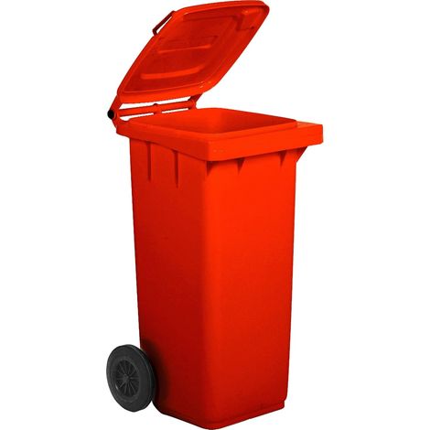 Bidone carrellato per raccolta differenziata 120 litri - Rosso - Mobil Plastic
