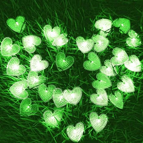 Lumière Solaire De Coeur, 20LED 5M 8 Modes Guirlande Lumineuse De Fée À L'énergie Solaire Étanche Intérieur Extérieur Fête De Noël Décoration Décorative Lumières D'éclairage (rouge) (1/5)