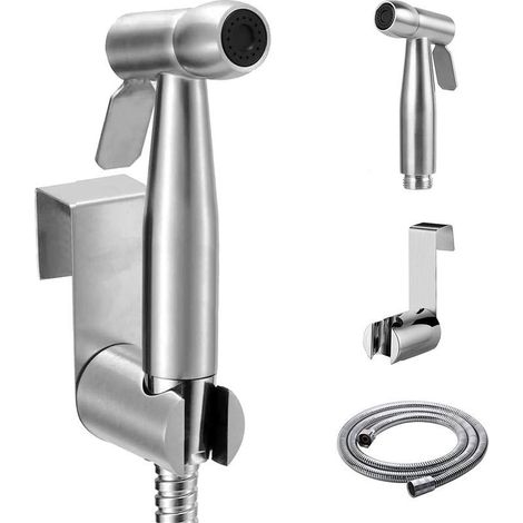 Pulvérisateur de bidet à main – avec crochet de réservoir d'eau et tuyau de douche de 150 cm pour eau de plomberie, toilettes, bidet, pistolet pulvérisateur de salle de bain (1/4)