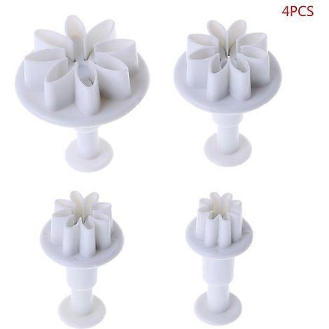 4-teiliges Set aus Gänseblümchen-Kuchenformen aus Kunststoff, Schokoladen- und Keksausstecher, Fondant-Dekorationswerkzeug