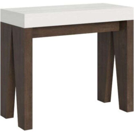 Consolle allungabile 90x40/196 cm Naxy Mix Small piano bianco frassino - struttura noce (1/3)