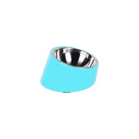 Bol inclinable en mélamine bleu avec bol amovible en acier inoxydable, antidérapant, pour petits animaux jusqu'à 5 kg, 220 ml –