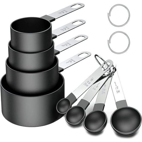 Messbecher- und Messlöffel-Sets, 8-teiliges Set aus Messlöffeln und Messbechern mit Edelstahlgriffen