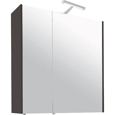 Armoire à glace avec éclairage anthracite brillant 2 portes 700x750x188mm (1/4)