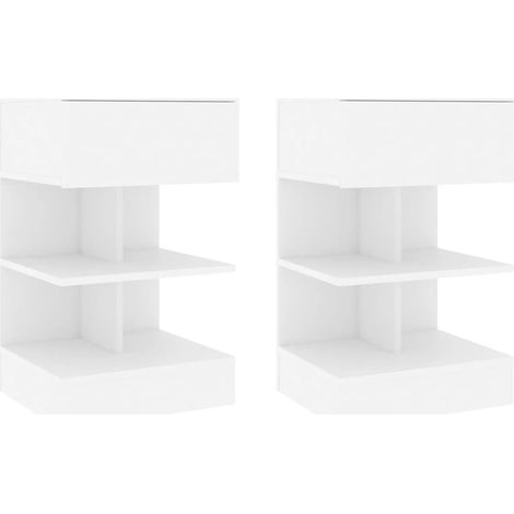 Set di 2 comodini con cassetto e ripiani 40 x 35 x 65 cm multistrato bianco DEC034946