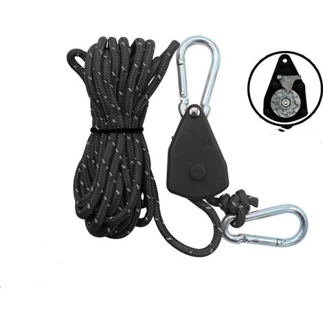 Réfléchissant Corde à Cliquet, 4m x 4mm Tendeur à Cliquet pour Corde avec Crochet, 4 Pièces (1/4)