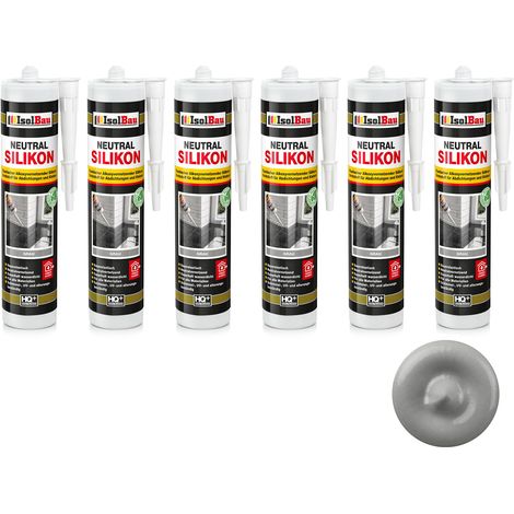 Neutralsilikon Naturstein Silikon Marmor Granit Sanitär Inn/Auß 6 x 300ml Grau (1/5)