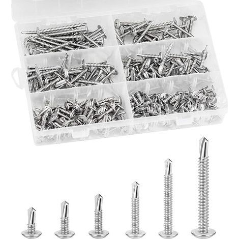 AIDUCHO 210-teiliges Set selbstbohrender Edelstahlschrauben mit Linsenkopf, Selbstbohrschrauben-Set M4,2 x 50 mm / 38 mm / 30 mm / 25 mm / 19 mm / 13 mm (1/5)