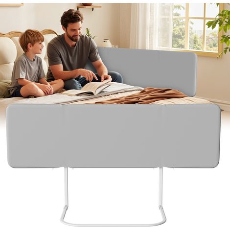 Randaco Klappbares Bettgitter 150 cm, Grau, höhenverstellbar 0-30 cm, für Matratzen 8-30 cm 2pcs (1/5)