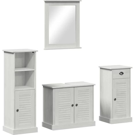 Maison Exclusive - Set di mobili per il bagno 4 pcs Bianco Antico Pino massello