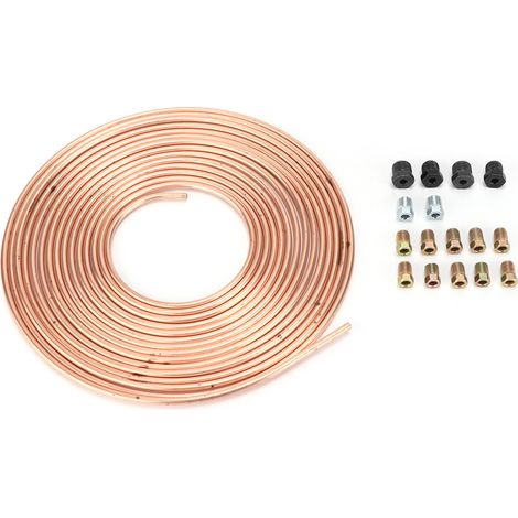 Tuyau de frein 7,6m cuivre-nickel 4,76mm extérieur avec raccords, système hydraulique et carburant, doré (1/5)