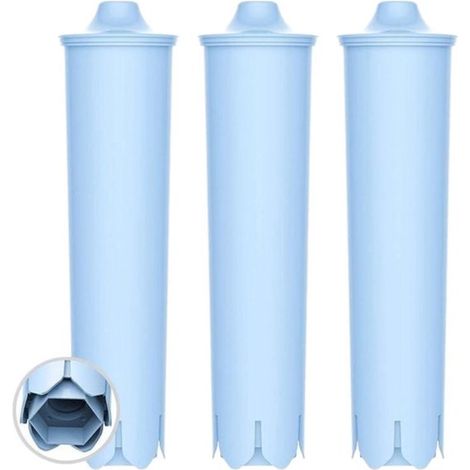 Cartuccia filtrante adatta ai filtri per l'acqua Jura Cauresso serie blu, 3 pezzi, filtri per caffè, 6 mesi di acqua filtrata, rimuove gli agenti inquinanti (1/5)