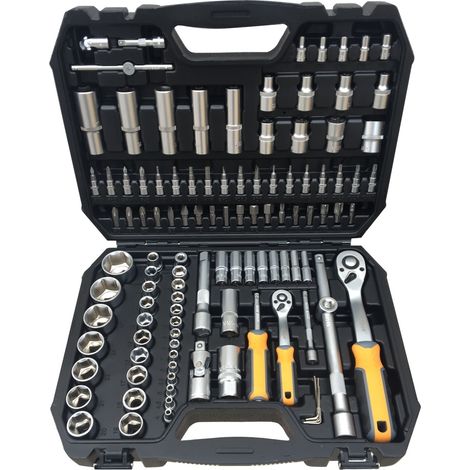 Kit Inserti + Bussole/Boccole impronta torx/esagonale con 2 cricchetti reversibili 110 pz Hoteche - 203101