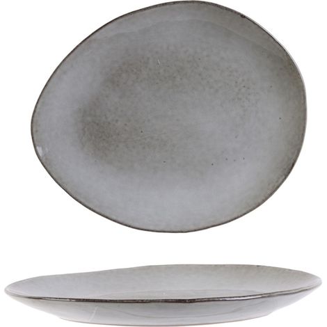 Assiette Plate en Grès Galet Design Zen 22 cm Gris (1/5)