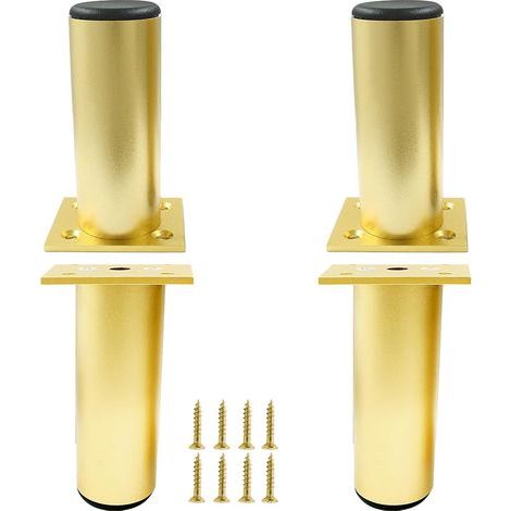 Set di 4 gambe per mobili regolabili in lega di alluminio (10 cm di altezza, 3,8 cm di diametro), gambe rotonde in metallo per divano (oro) (1/5)