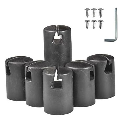 Set mit 6 Trampolinstangenkappen, Universalkappen passend für 1,26''/32 mm Trampolinzaunpfosten, dick und langlebig, schwarz - (1/5)