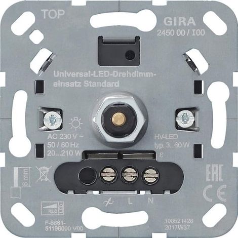 Gira S3000 Uni-LED-Drehdimmeins. Standard Einsatz [245000], 2450 00